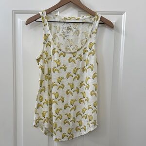 Lucky Brand Cream Yellow Banana Print Tank Top